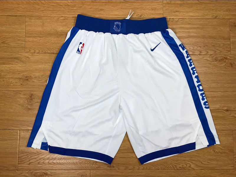 Men 2019 NBA Nike Golden State Warriors white shorts->golden state warriors->NBA Jersey